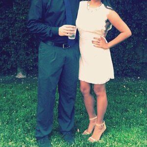 White Lace Backless Kimchi Blue Mini Dress (Small - 4)